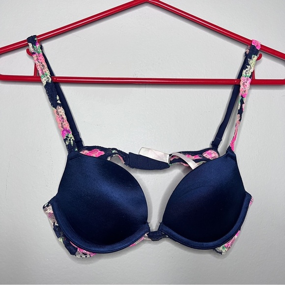 Victoria's Secret “PINK” Bra Women's 32A Blue Floral - Picture 1 of 7